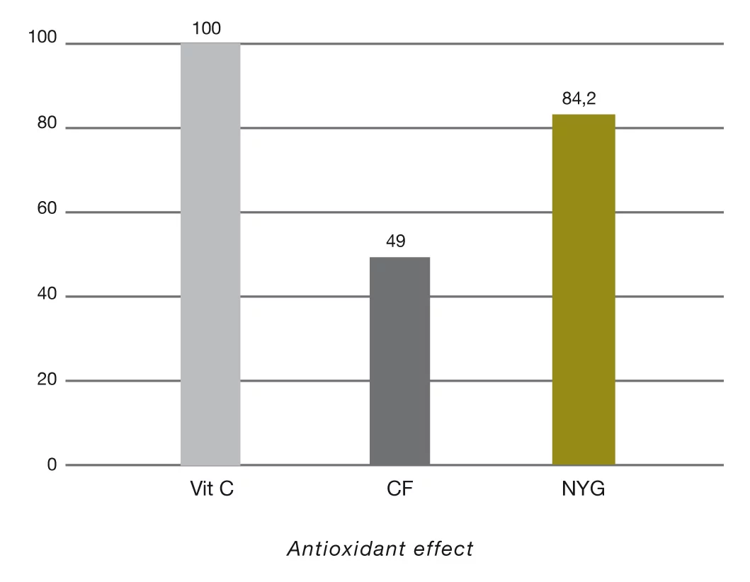 Chart showing the results of antioxidant testing