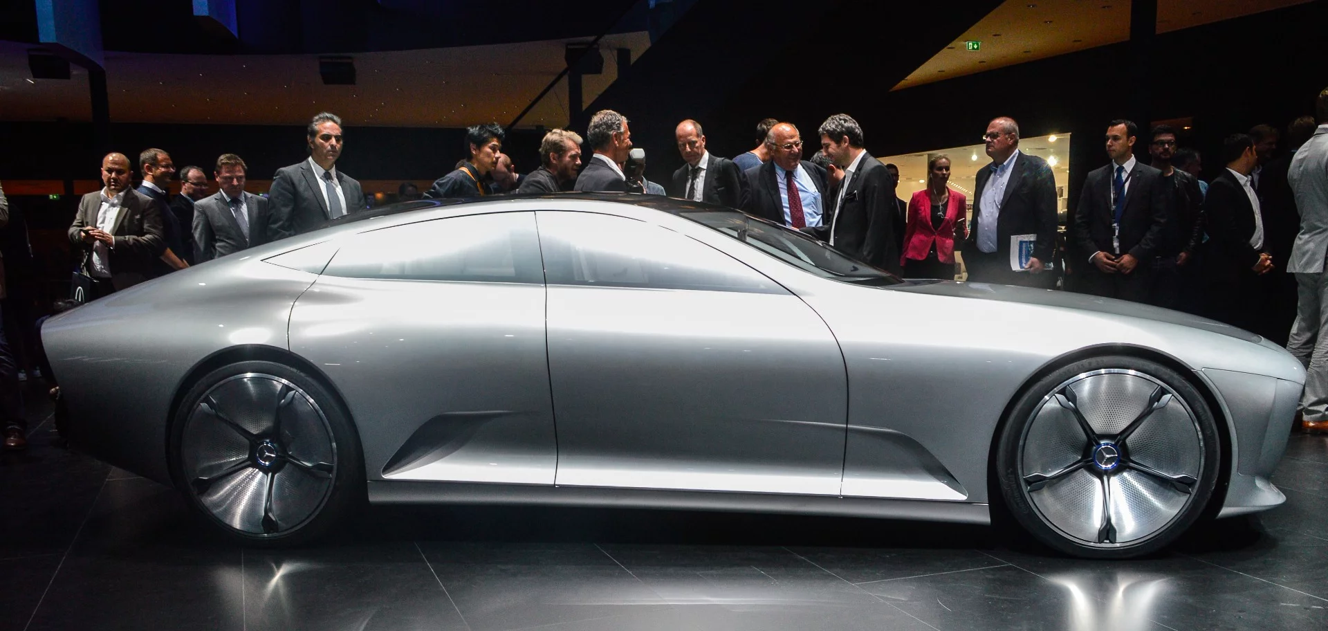The sporty, drop-shaped Concept IAA is powered by a 279-hp gas-electric plug-in hybrid system