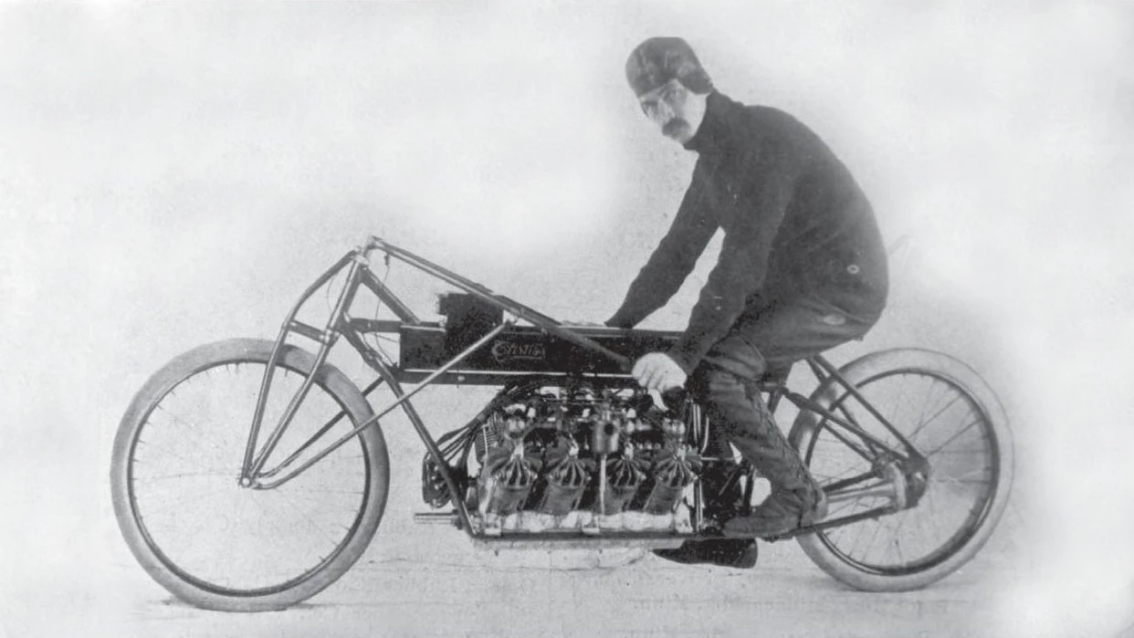 Curtiss installed one of his 4000cc V8 aircraft engines (essentially four of his 1000cc v-twins) into a motorcycle and blew all competitors into the weeds with a run of 136.27 mph on 24 January 1907