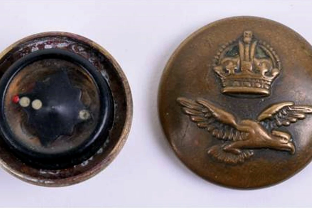 An RAF uniform button that conceals a compass is one of the items up for auction