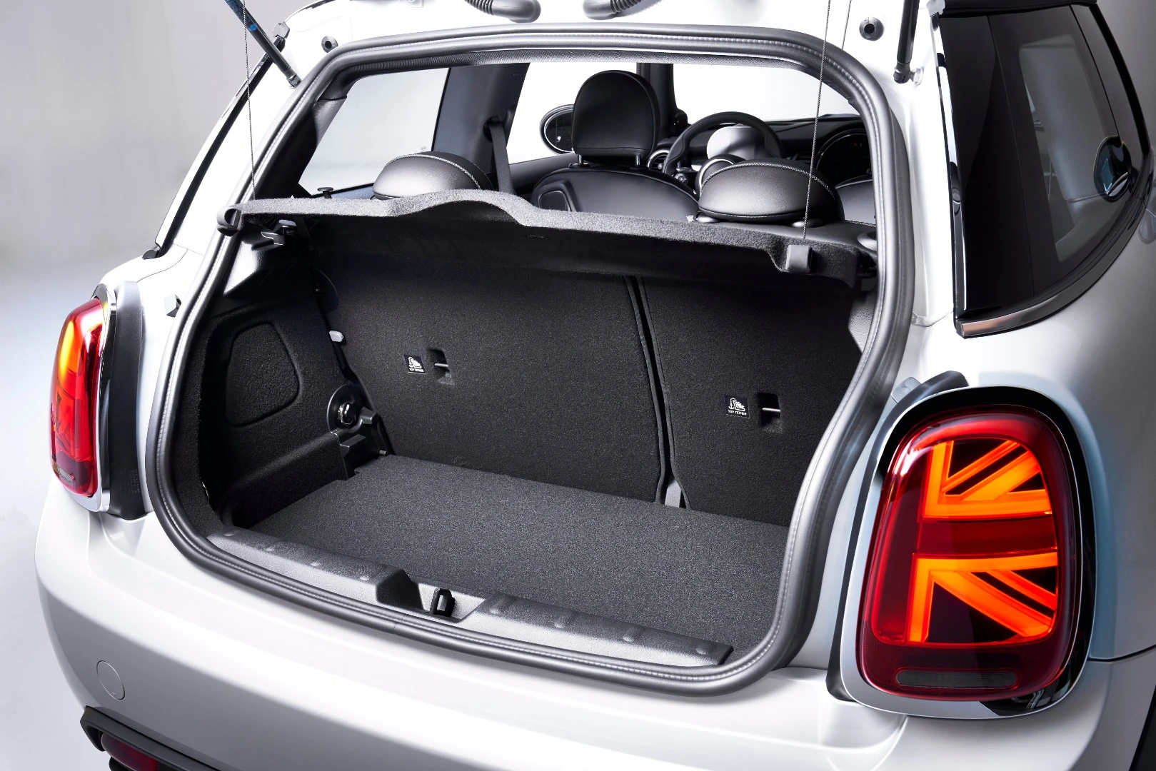The electric Mini Cooper SE's Cooper-sized rear storage