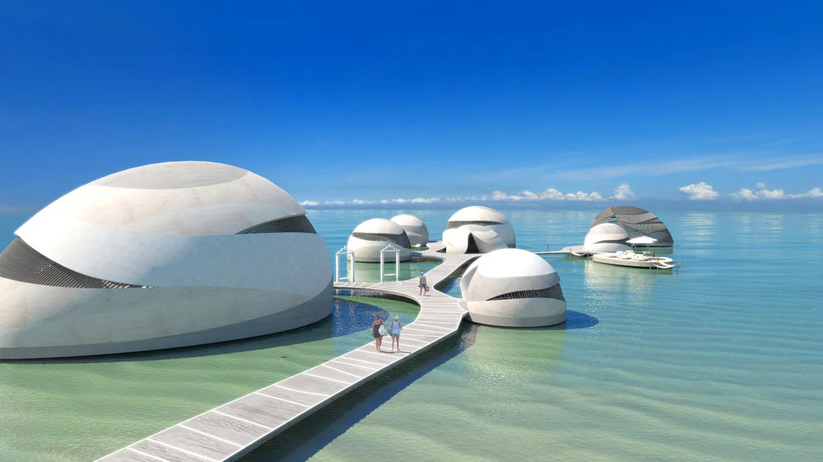 This Floating Spa concept is proposed for somewhere in the Caribbean