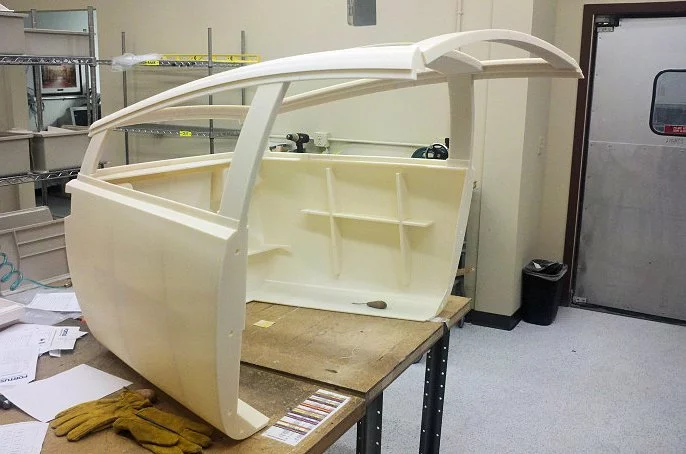 Three-D printed front body panels for the Urbee 2 (Photo: Kor EcoLogic)