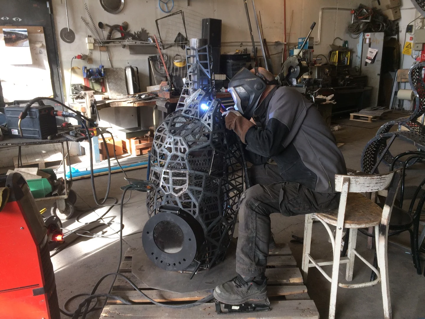 Making the Solar Egg's heart-shaped sauna stove