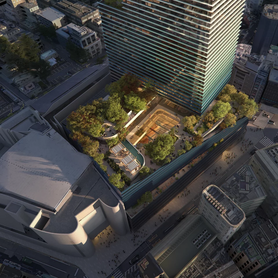 The Shibuya Upper West Project is envisioned as a calm peaceful oasis and will include greenery filled terrace areas