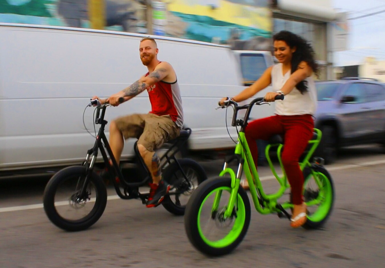 The Monkey Faction Capuchin's mountain bike-like features include an RST coil spring suspension fork and 20 x 4-inch tires