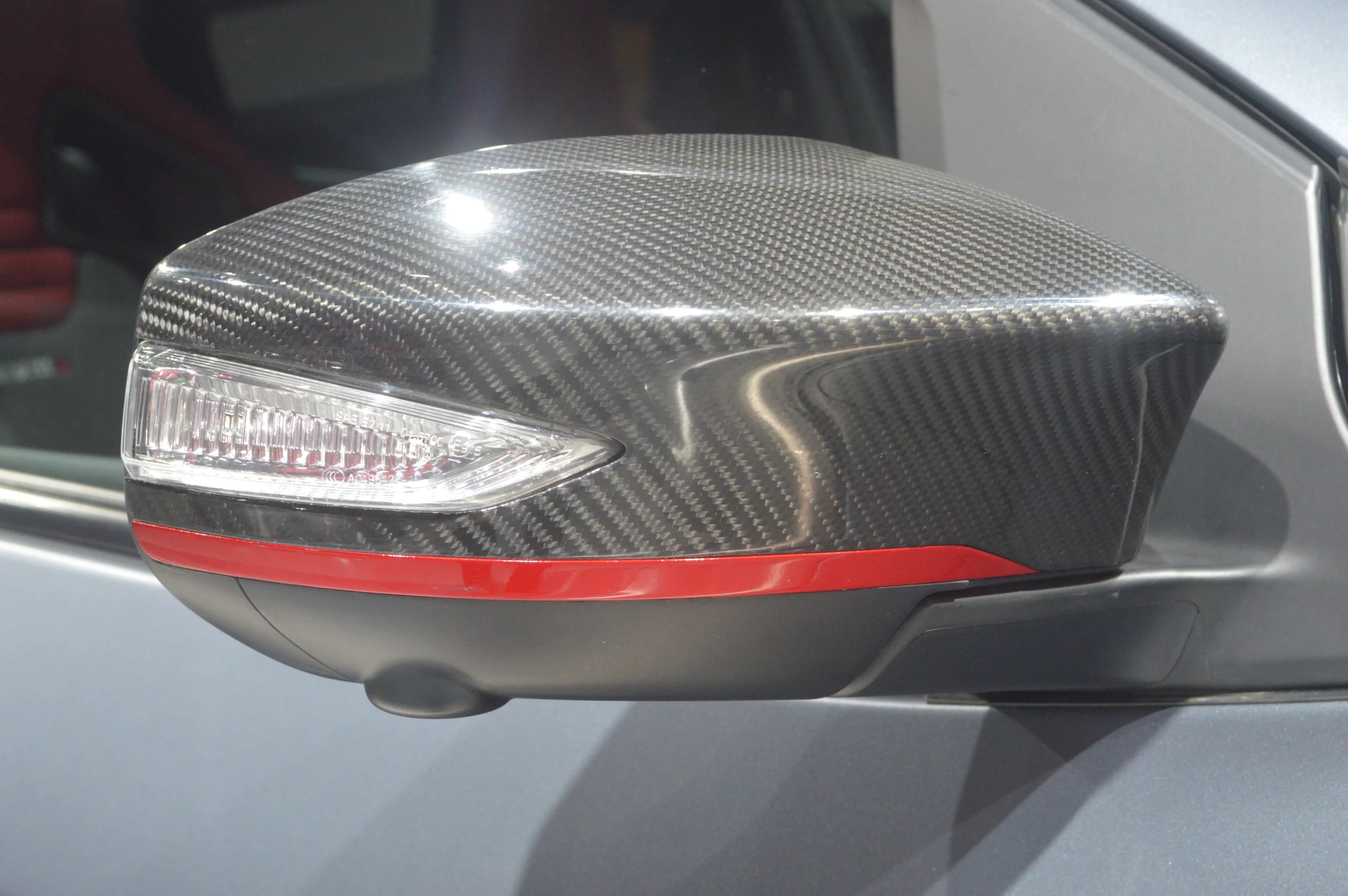 Red detailing is designed to signal the Nissan Pulsar Nismo concept's sporty intent (Photo: C.C. Weiss/Gizmag)