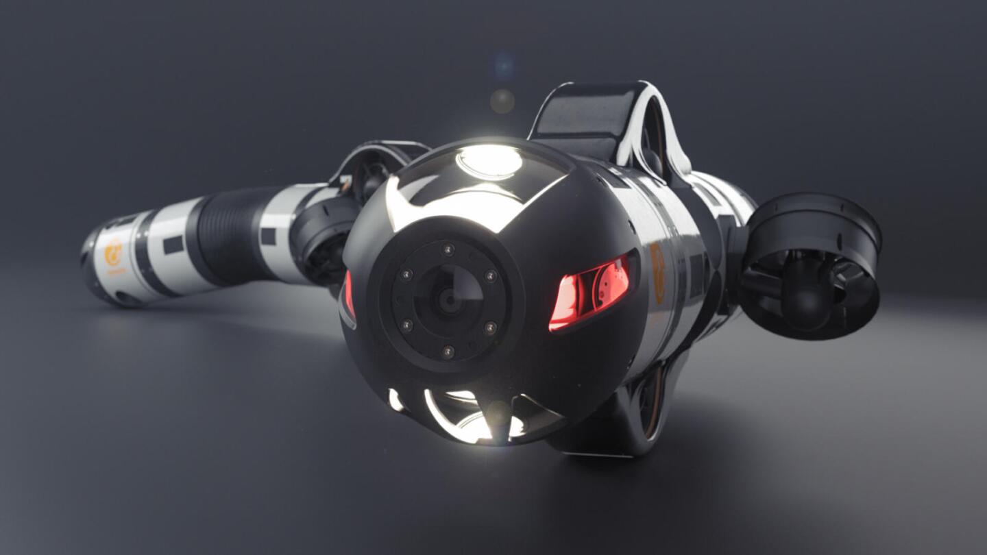 Like earlier versions, the EELY500 has a flexible segmented body that is propelled through the water by thrusters, and that's equipped with lights, a camera and interchangeable manipulator tools or sensors