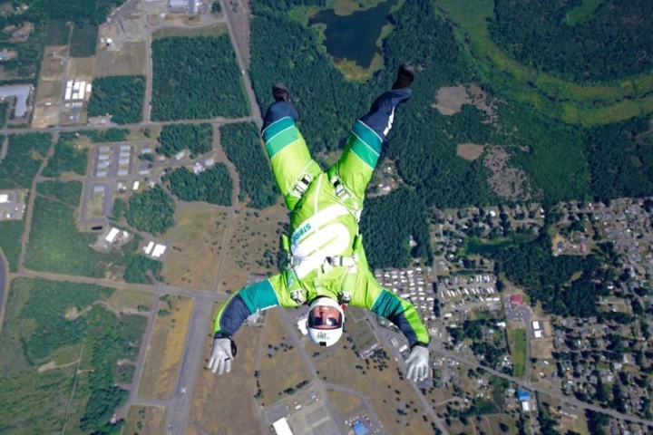 Aikins has over 18,000 jumps under his belt and has performed a variety of skydiving stunts