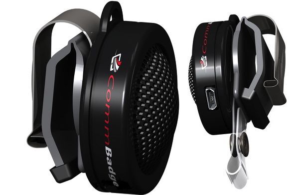 The CommBadge is available in black, chrome, and white versions