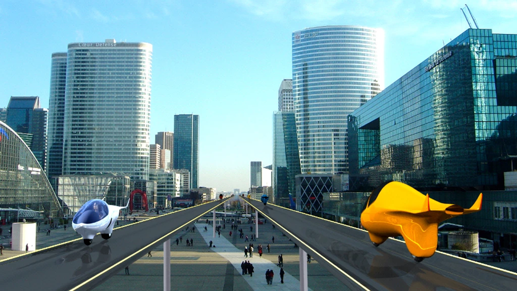 Acabion foresees elevated roadways will be needed to accommodate the streamliner's speed