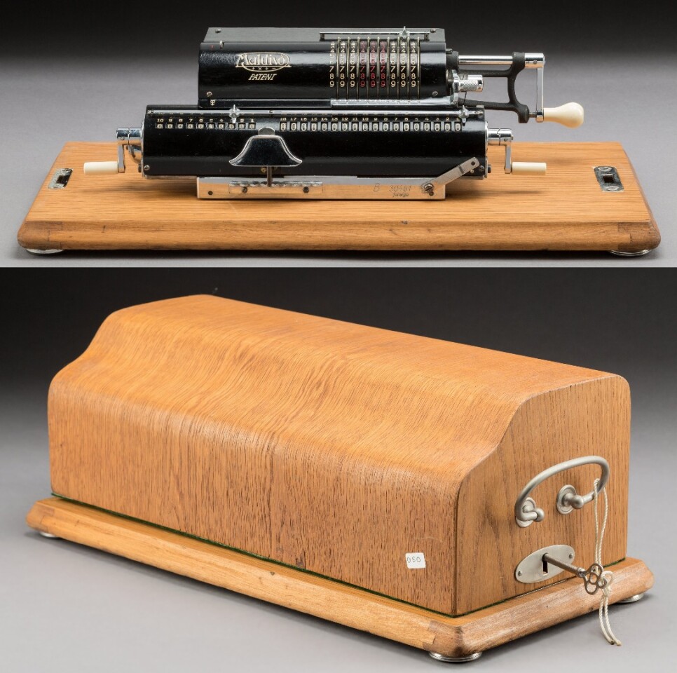 This 1930 Muldivo Model B Brunsviga-Style Pin Wheel Calculator not only works perfectly, it is in extraordinary condition and with an estimate of $450 to $950, the perfect toy or foyer display for a person or persons with a passion for numbers.