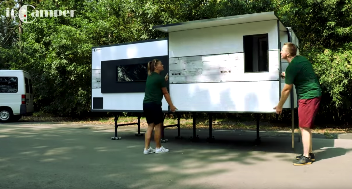 These campers pull out the side rooms on the ioCamper