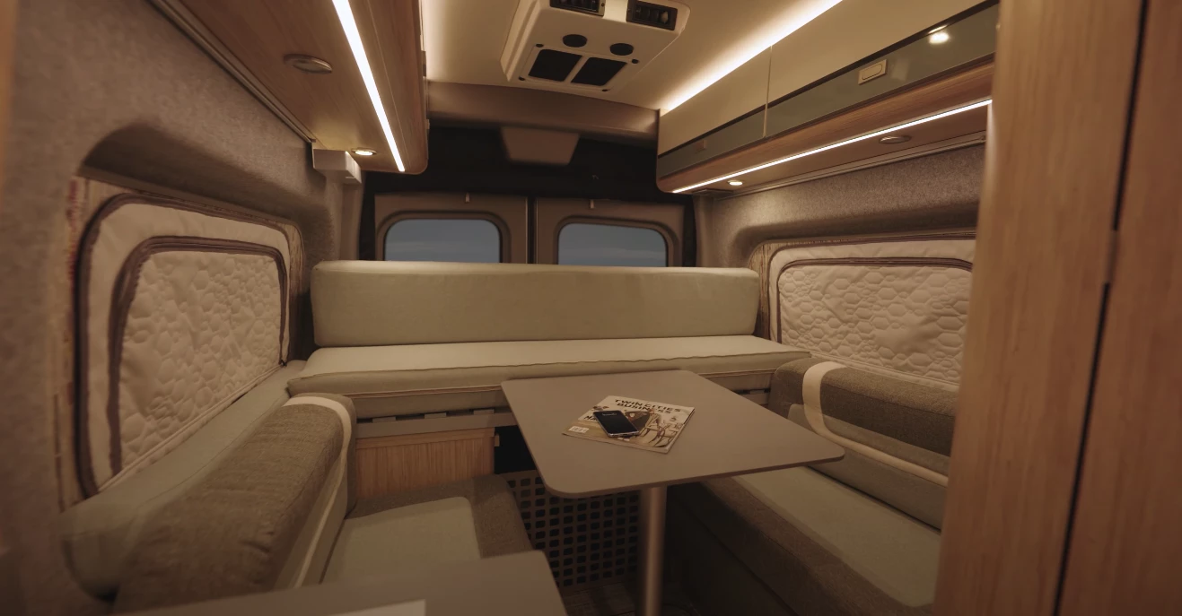 Winnebago gives the eRV2 a convertible rear lounge floor plan