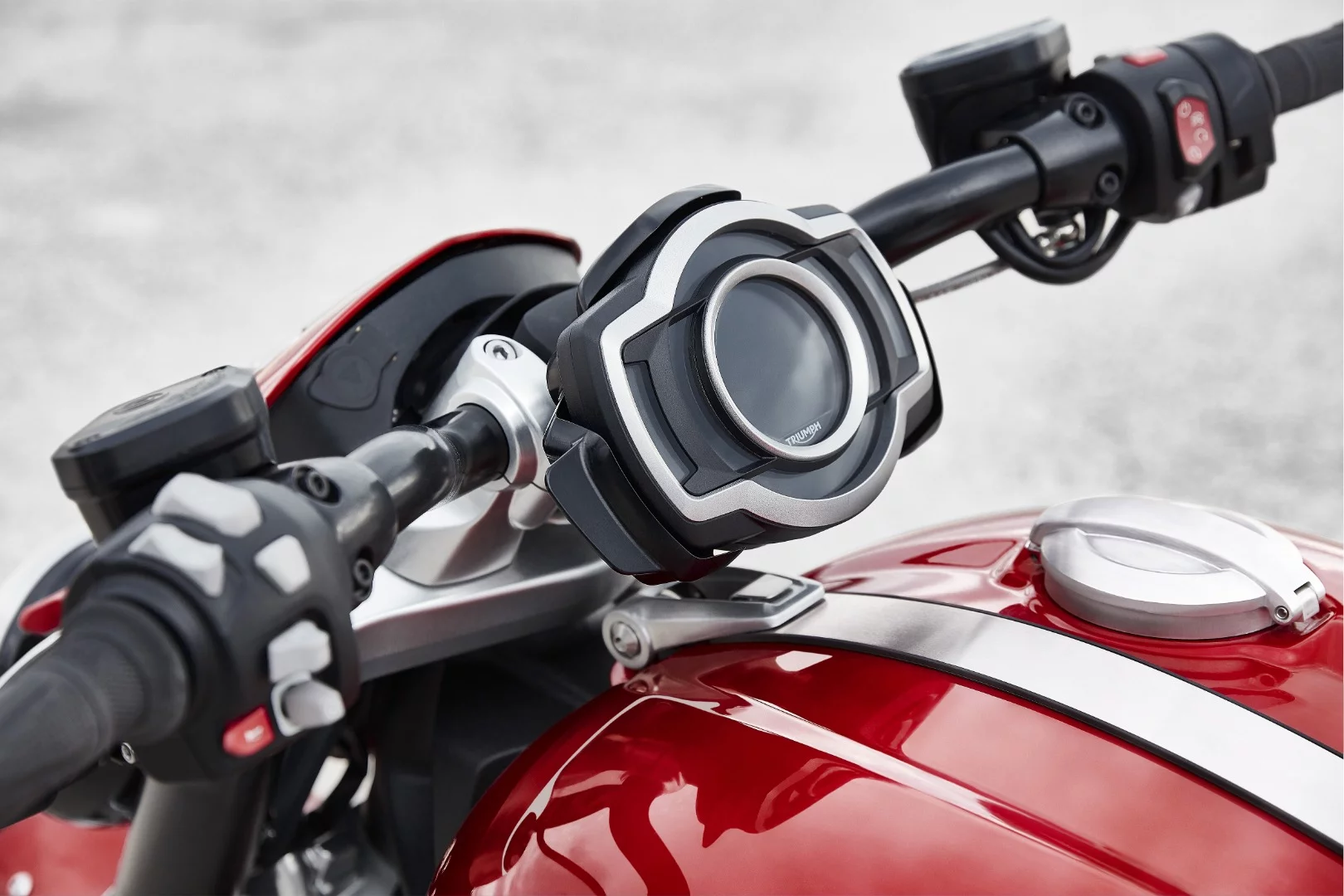 The view from the rider's seat on the 2020 Triumph Rocket 3 R