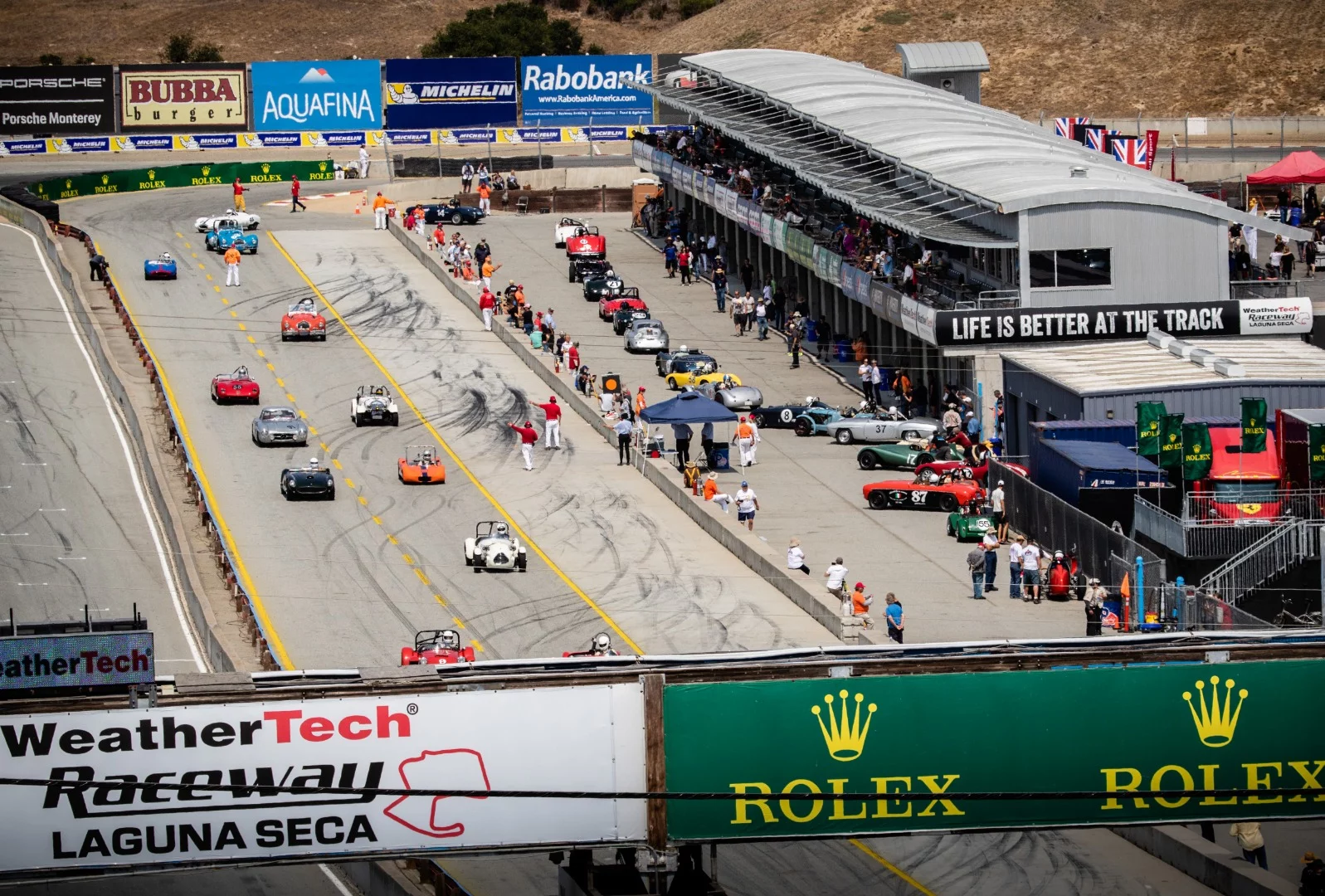 WeatherTech Raceway Laguna Seca was born in 1957 after a death at the Pebble Beach Road Races in 1956. It is now home to the Rolex Motorsports reunion every year during Monterey Car Week. The Pebble zBeach Concours d'Elegance began as a support event for the Pebble Beach Road Races in 1950.