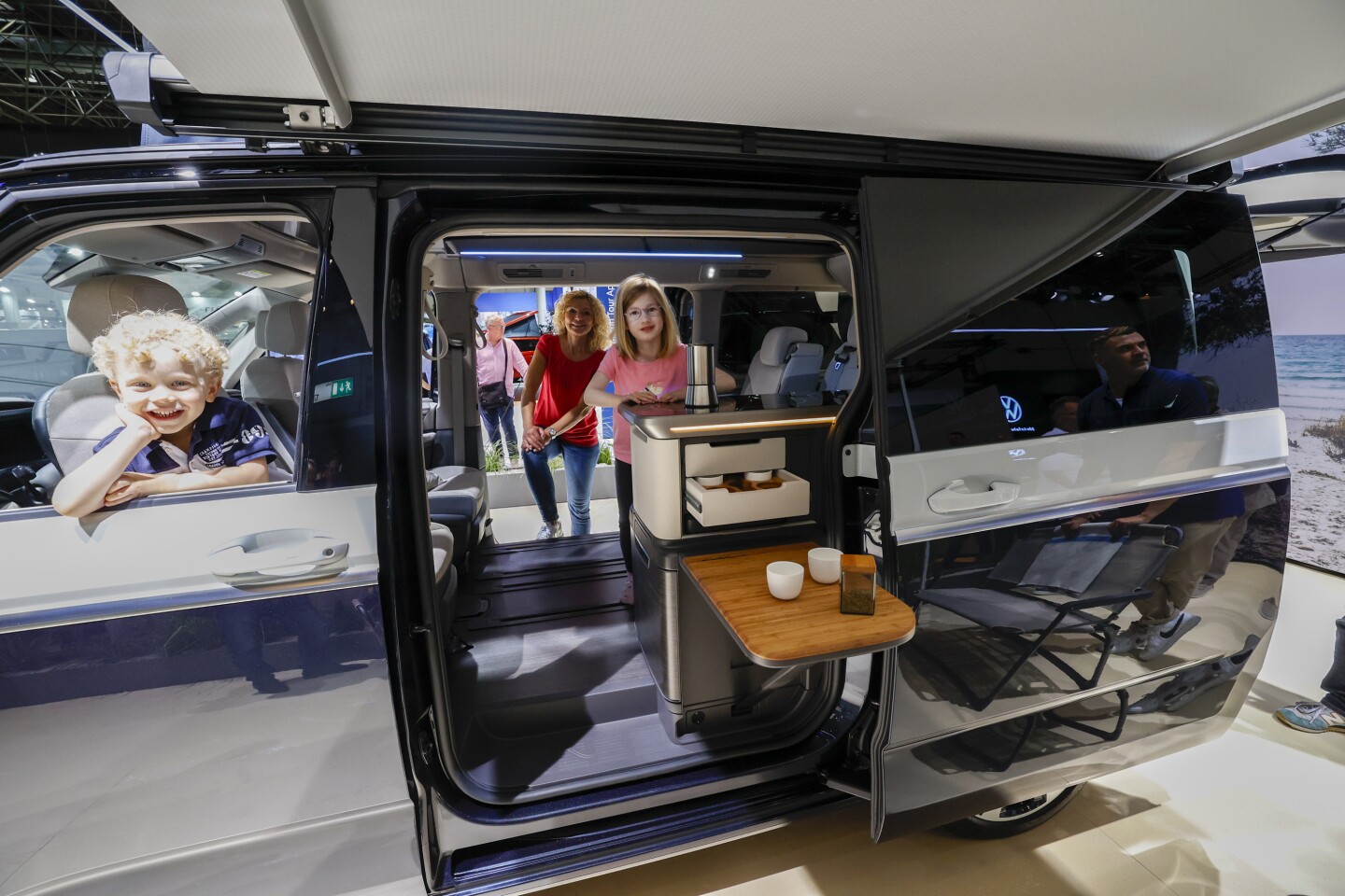 Shown here at the 2023 Caravan Salon, the California Concept uses its second door for better ingress/egress and a new indoor/outdoor kitchen design