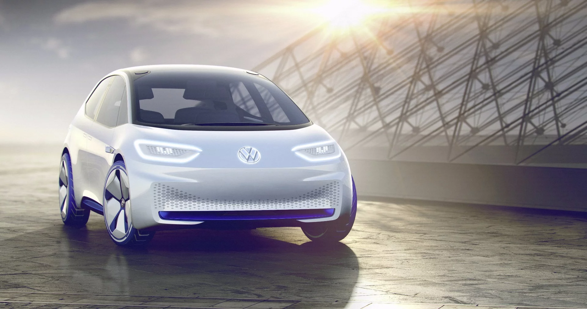 The Volkswagen ID shows a much cleaner, simpler face, without the usual grille