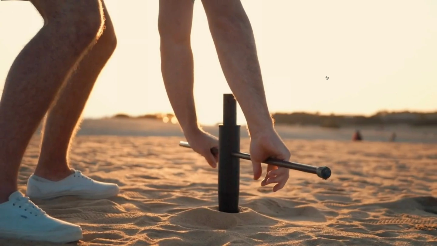 Uball's ground-screw comes with a removable handle to help you properly dig it into the ground