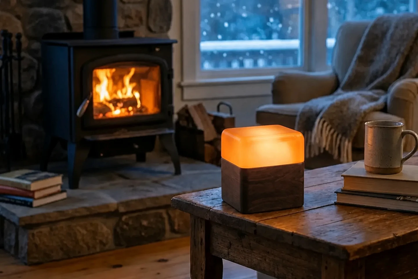 Oru lamp pokes its nose into your wood stove so you don't have to