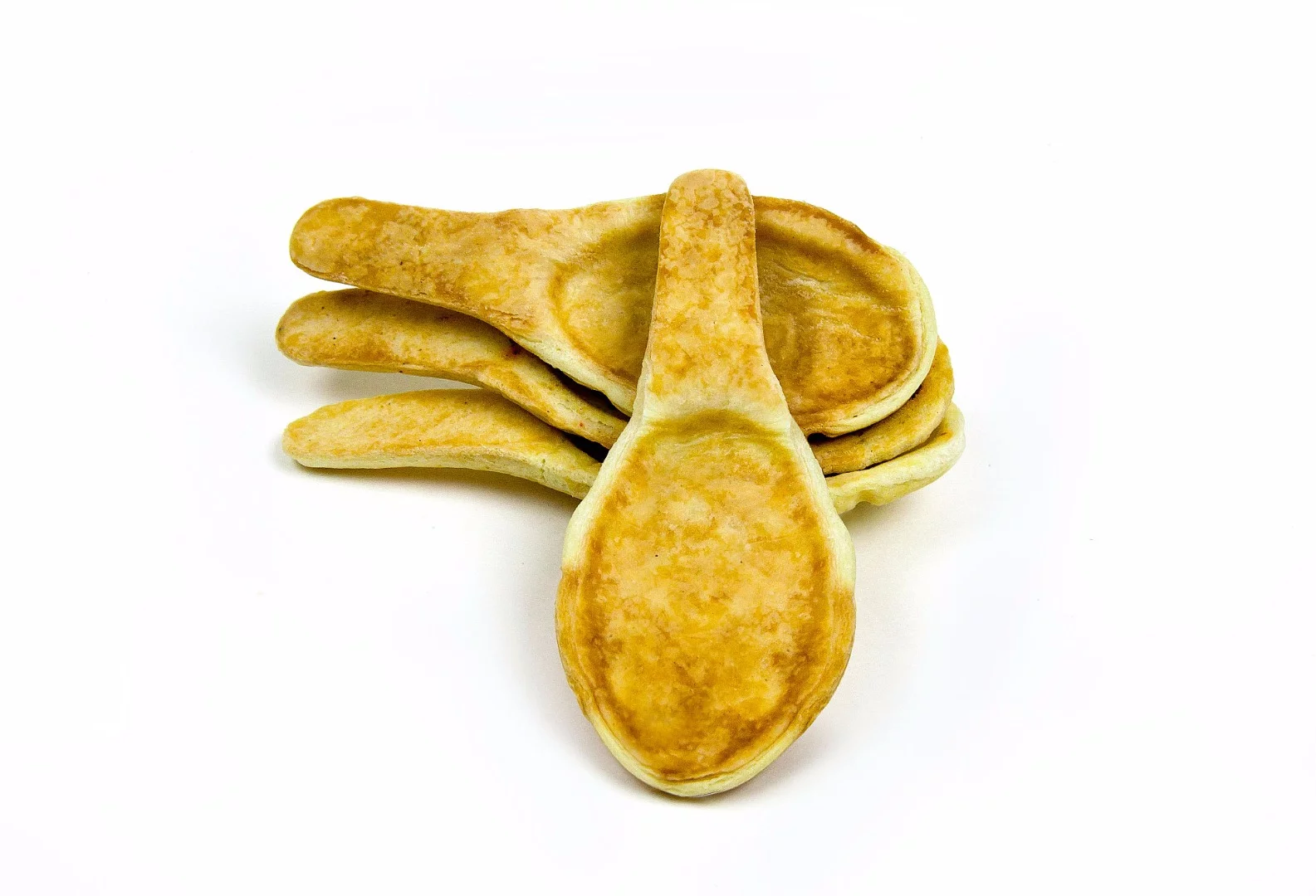 The spoons are reportedly crisp/strong enough to use with foods such as salads, soups, or desserts