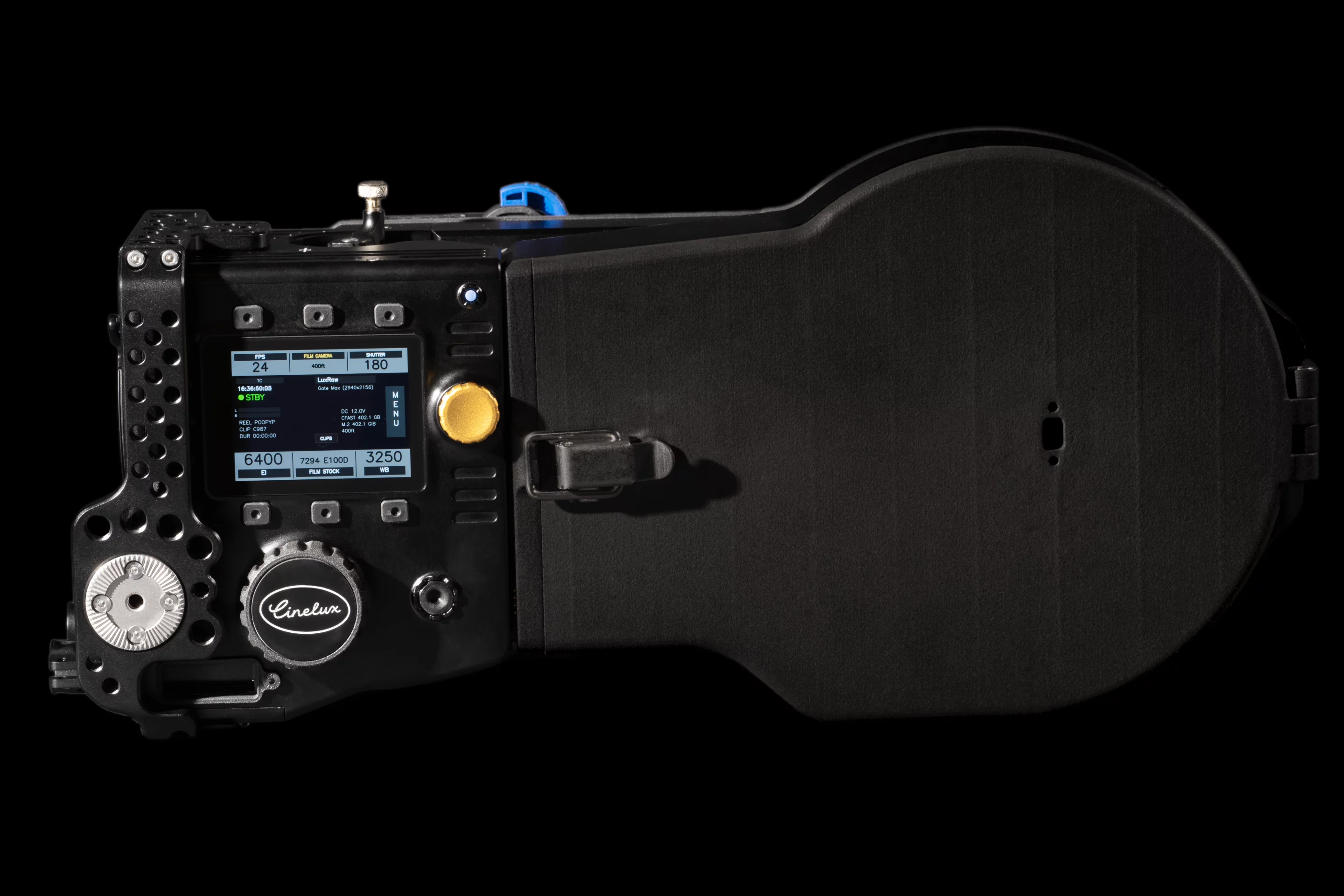 Utilizing a touchscreen interface, users can set the camera to digitally simulate different types of 16mm film stock