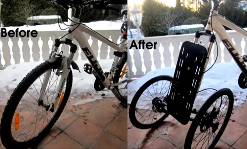 Two-wheeler to cargo-hauling three-wheeler in a matter of minutes