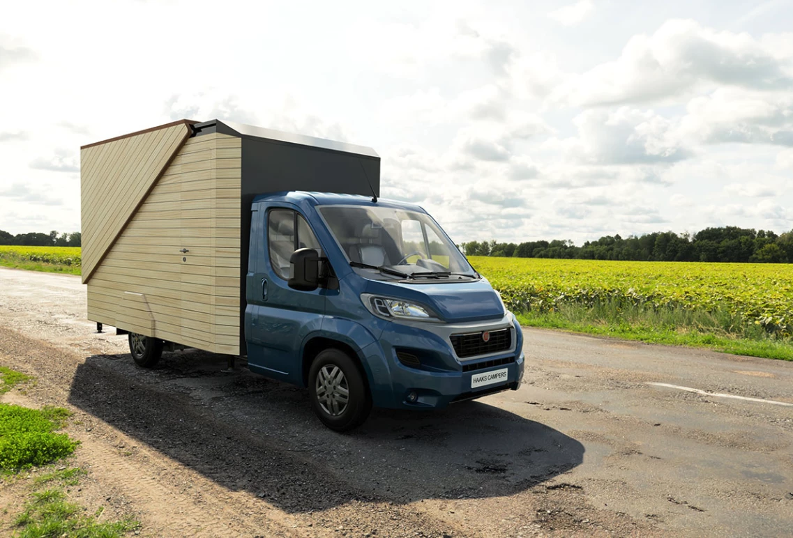 The Haaks Opperland camper packs into a normal box shape for travel