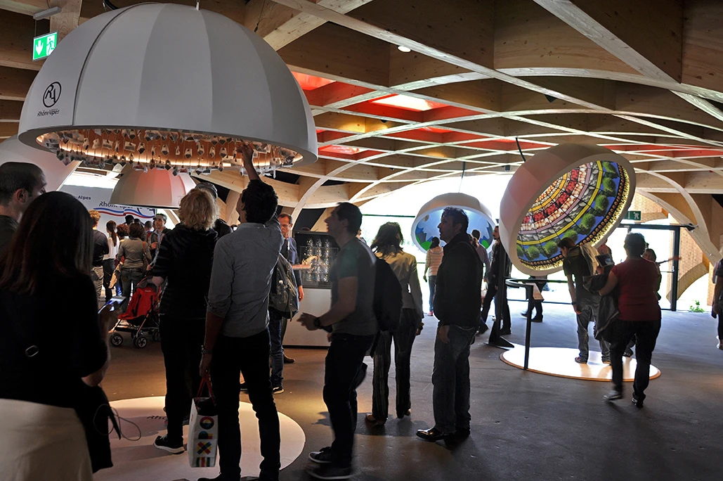 Interactive installations feature food products from France
