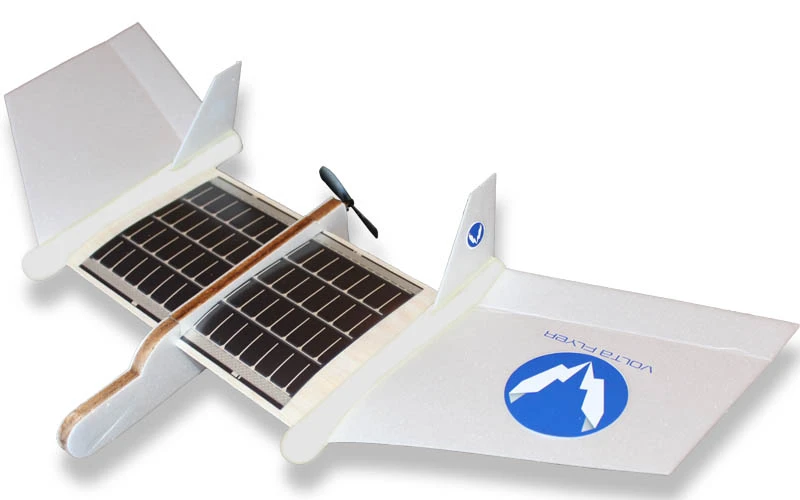 The Volta Flyer toy airplane is powered by the sun