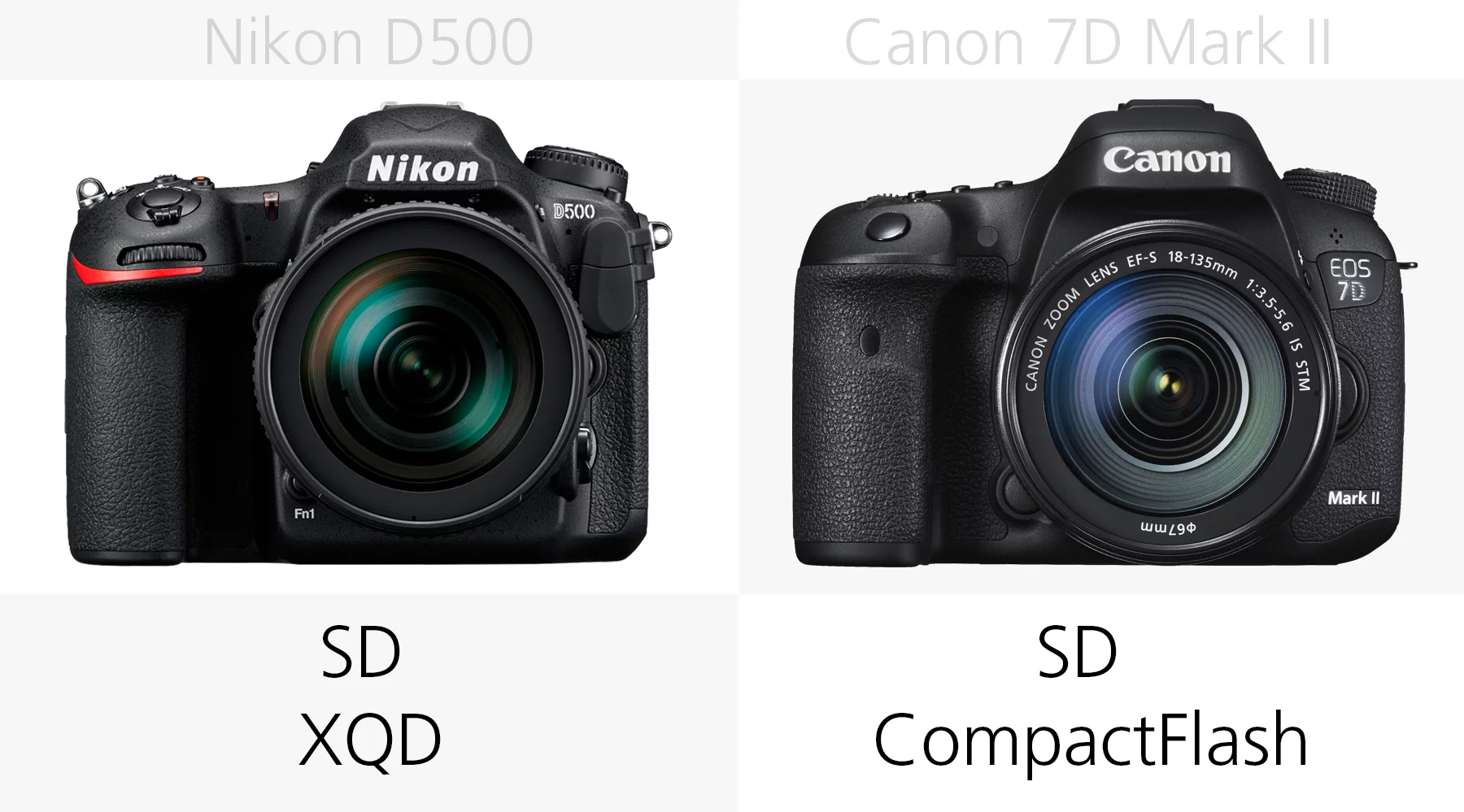 Storage media comparison of the Nikon D500 and Canon 7D Mark II