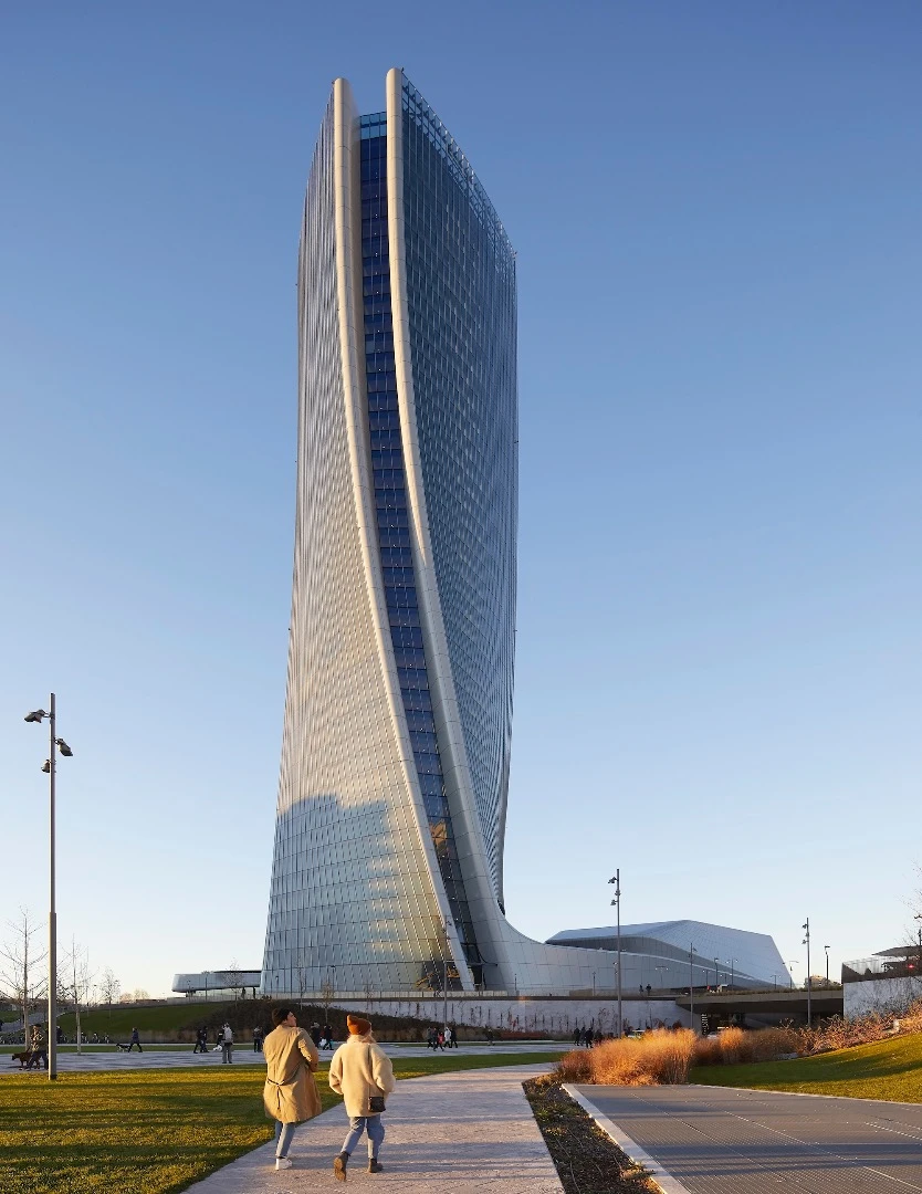 The Generali Tower reaches a height of 170 m (557 ft)