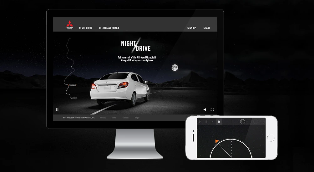 The Mirage G4 Night Drive test driving experience melds a smartphone with a computer for an interactive virtual test drive