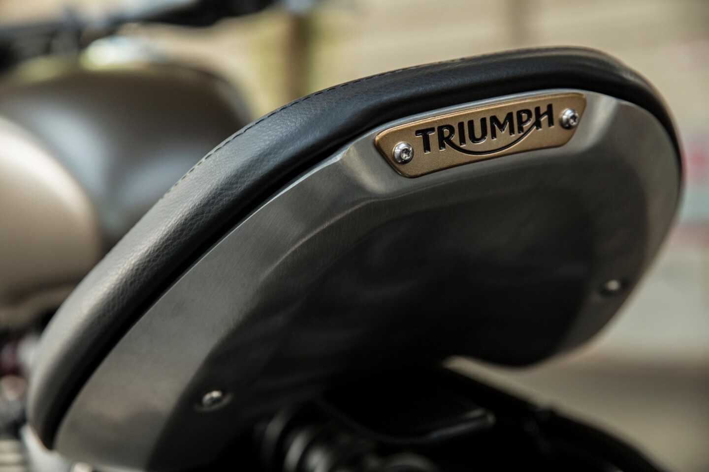 The adjustable seat of the new Triumph Bonneville Bobber will give riders a choice of up and forward or down and back, depending on their riding style