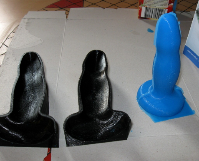 Silicone dildo with its castings