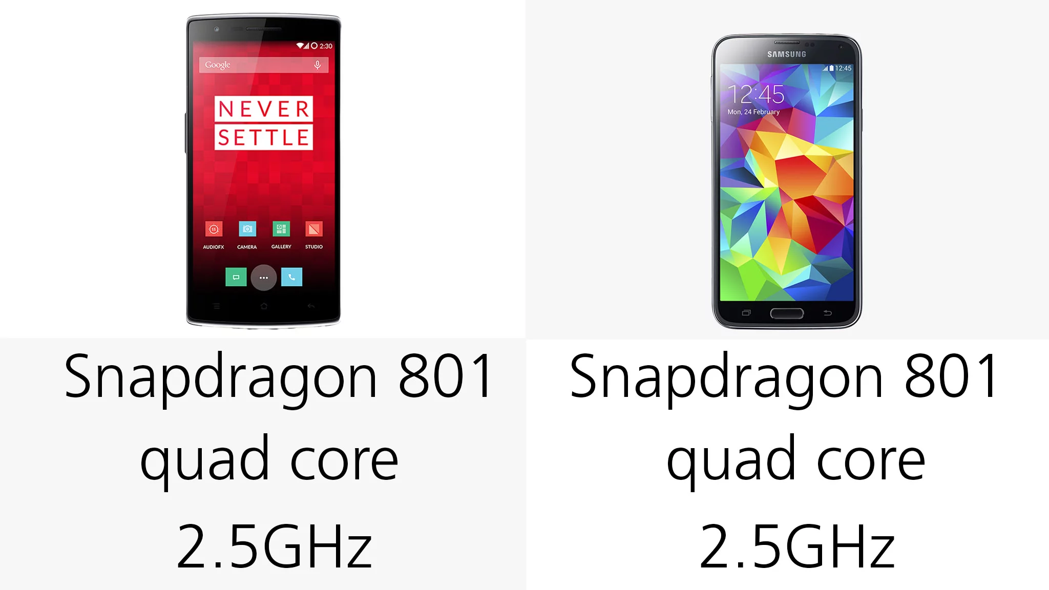 Both phones run the zippy Snapdragon 801 processor