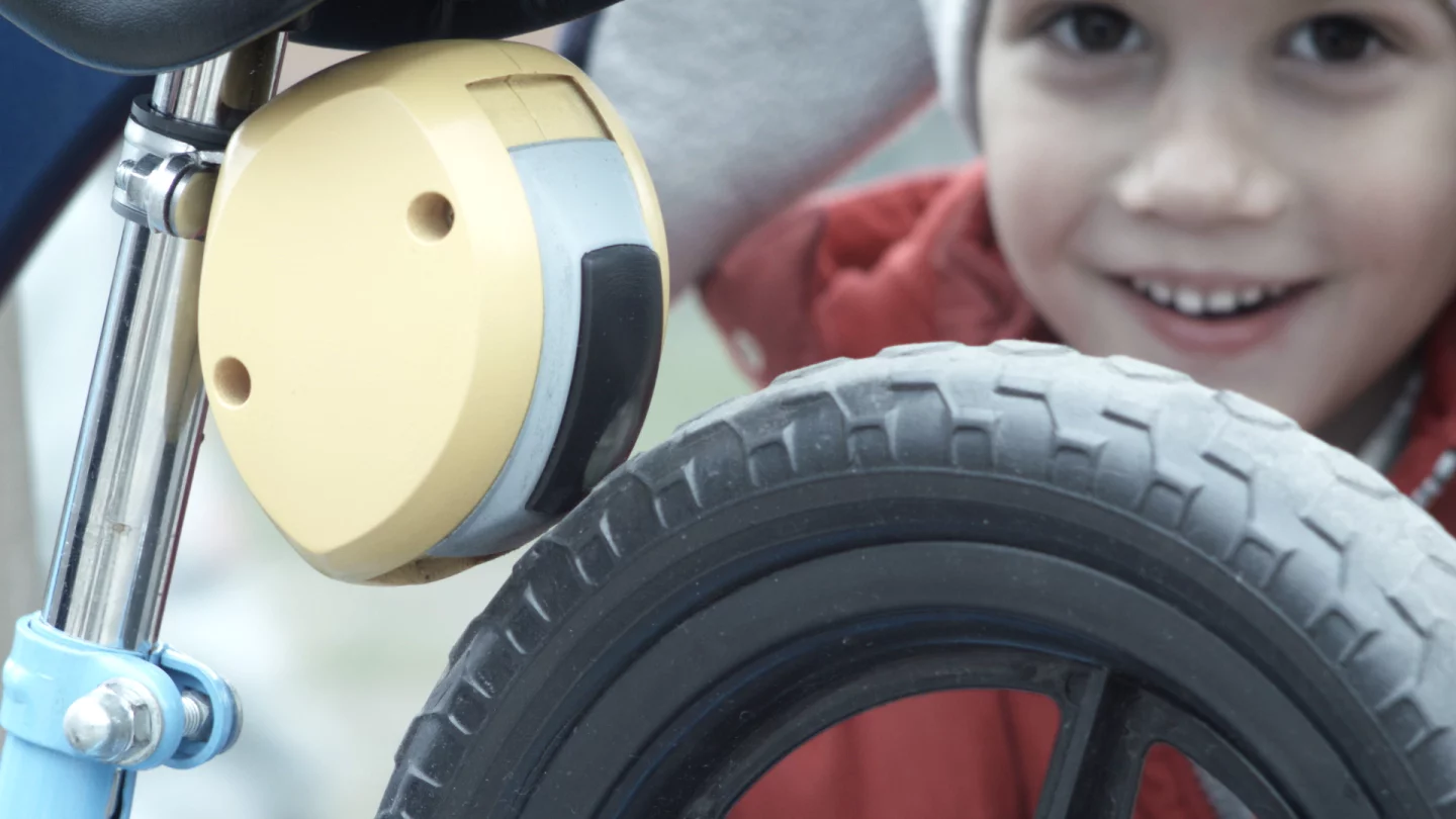 The MiniBrake enables parents to bring their child's bike to a halt within a range of 50 meters (164 ft)