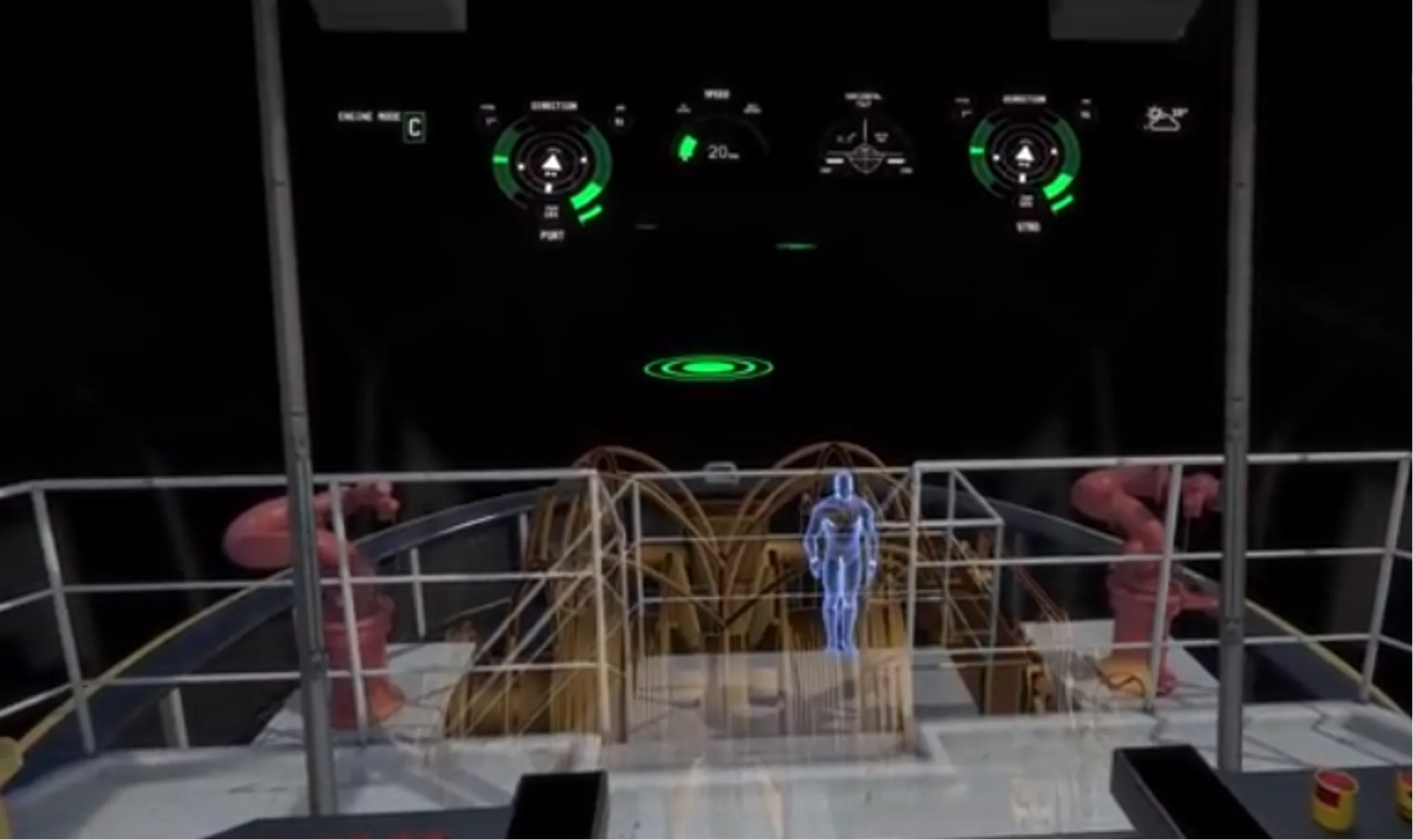 The heads-up display provides "see through" vision