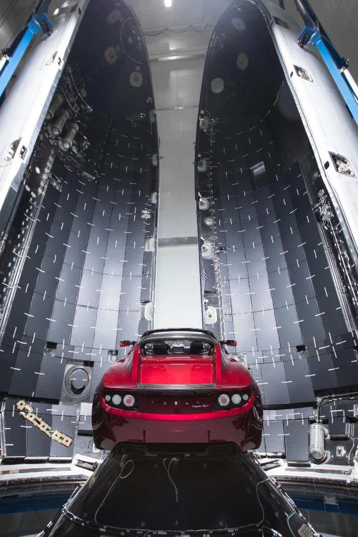 The Tesla Roadster in the Falcon Heavy fairing