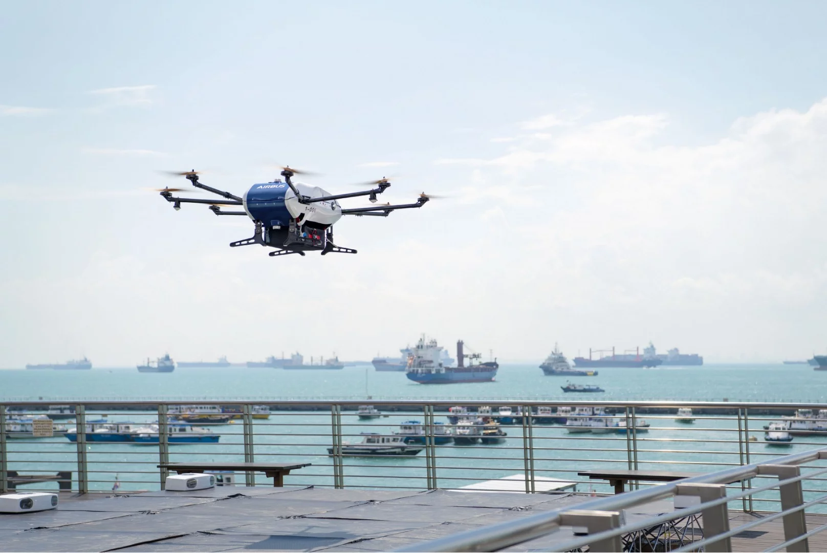 Airbus began shore-to-ship trials in Singapore with its Skyways parcel delivery drone last Friday