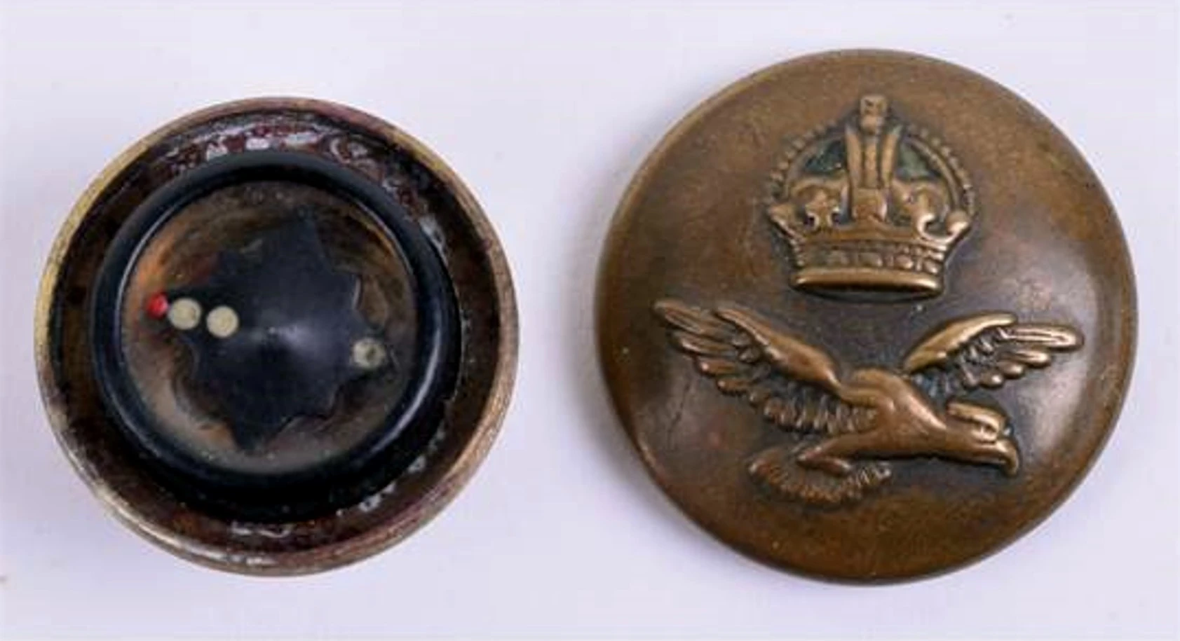 An RAF uniform button that conceals a compass is one of the items up for auction