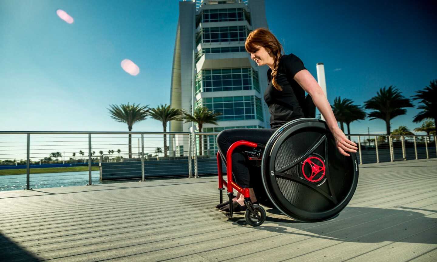 New wheels take a backward approach to wheelchair use