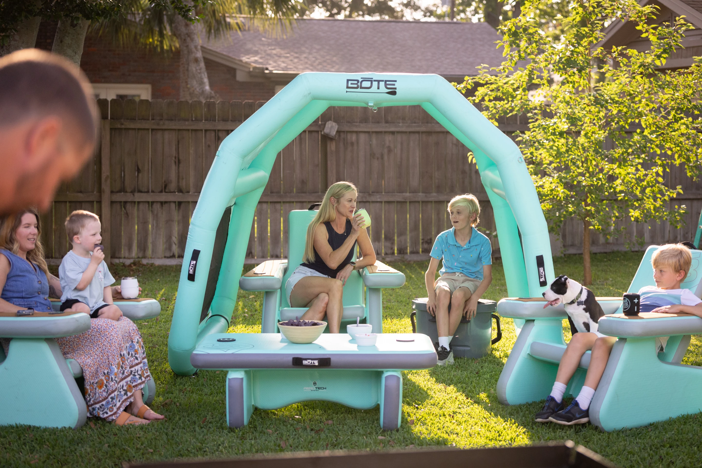 No need to travel to an exotic island or yacht vacation to enjoy Bote's new Hangout Shade, it also works as a backyard canopy