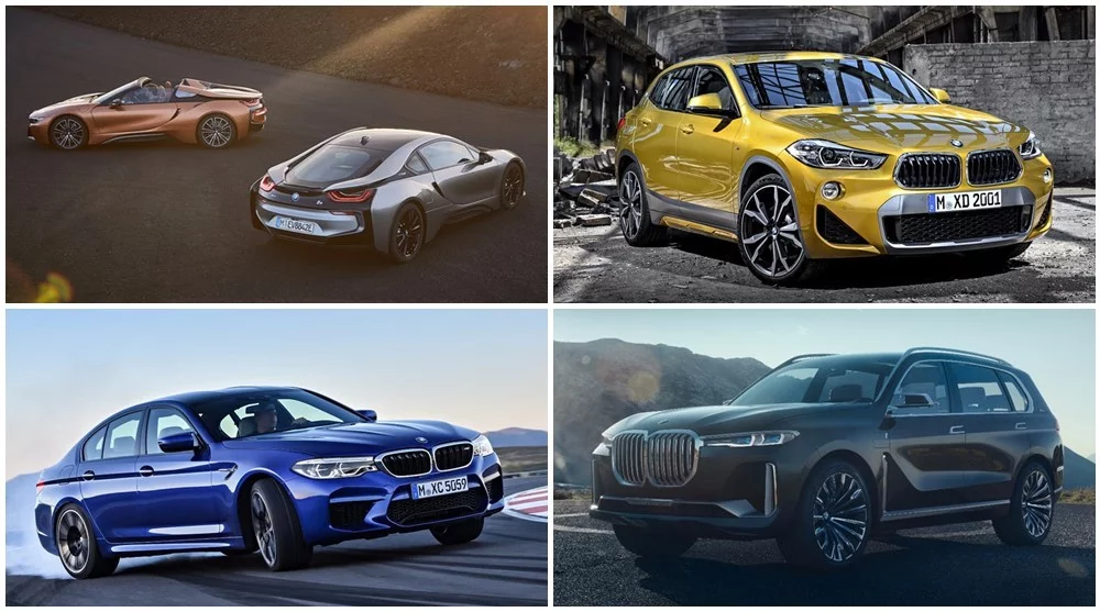 Several new BMW models will be debuting at the 2018 North American International Auto Show including the new i8 Coupe and Roadster (top left) as well as the all-new BMW X2 (top right)
