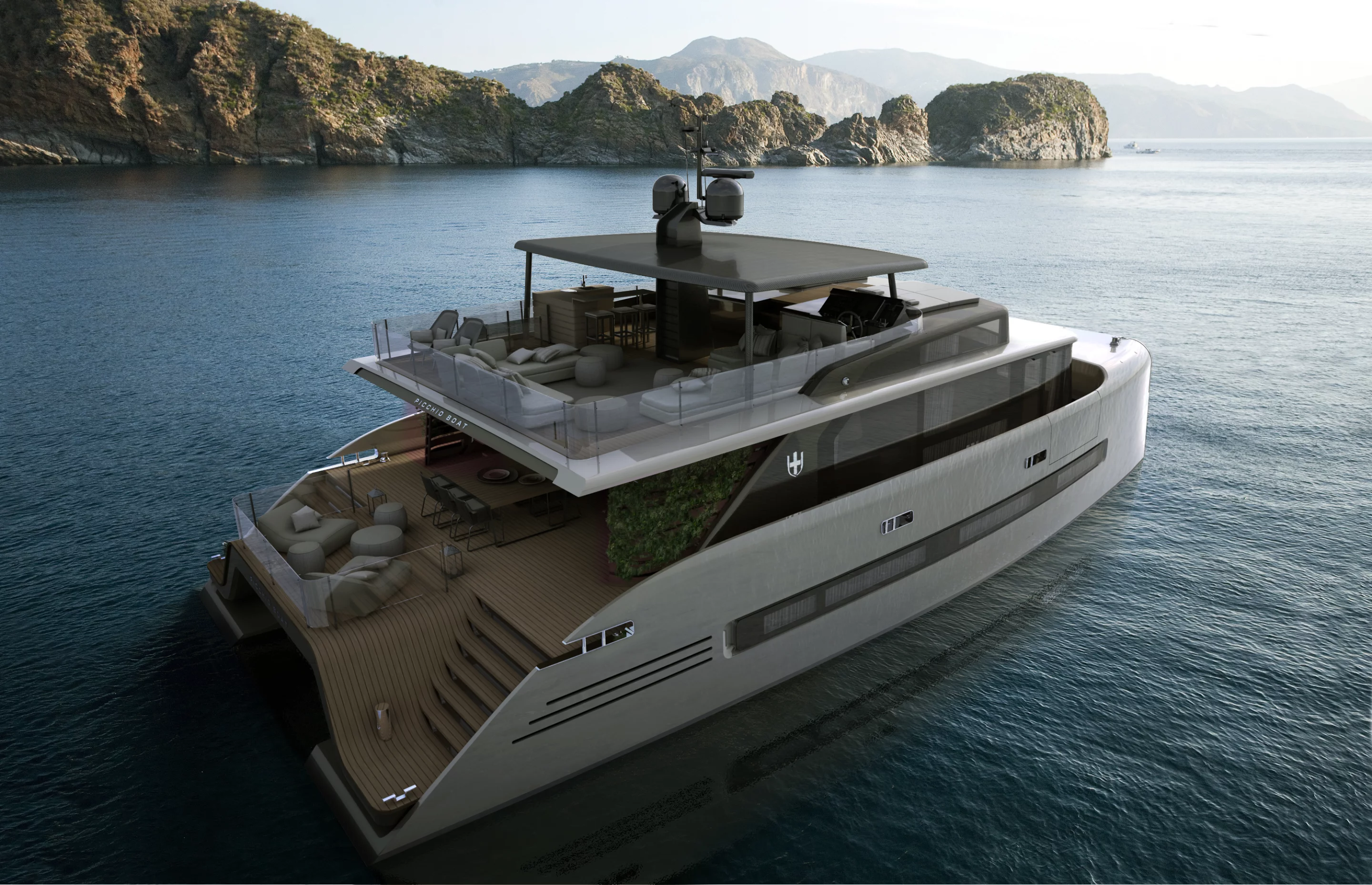 Picchio Boat is a luxury catamaran concept which boasts a glass-bottom master bedroom