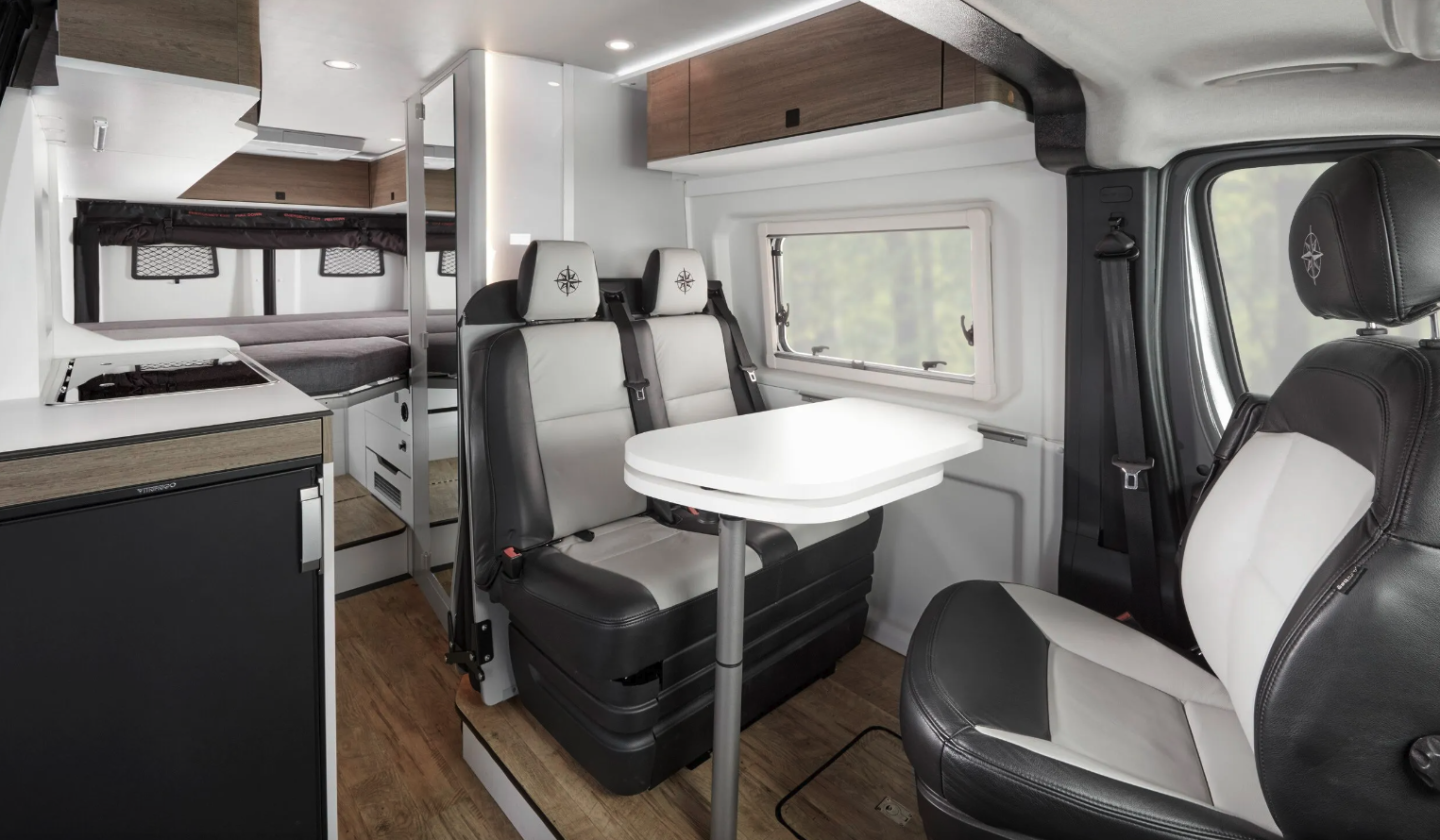 The SRT has a classic European floor plan with front dinette and rear bed