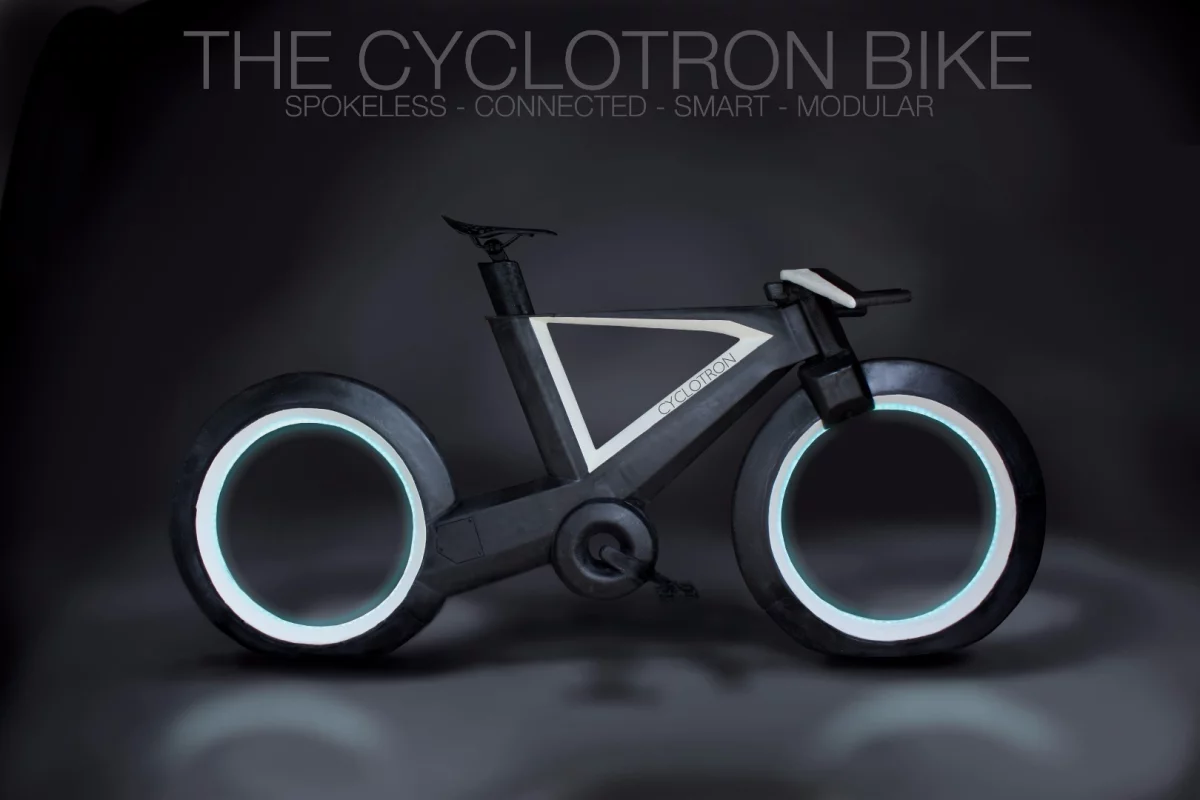 The Cyclotron features spokeless wheels with Tron-like lighting