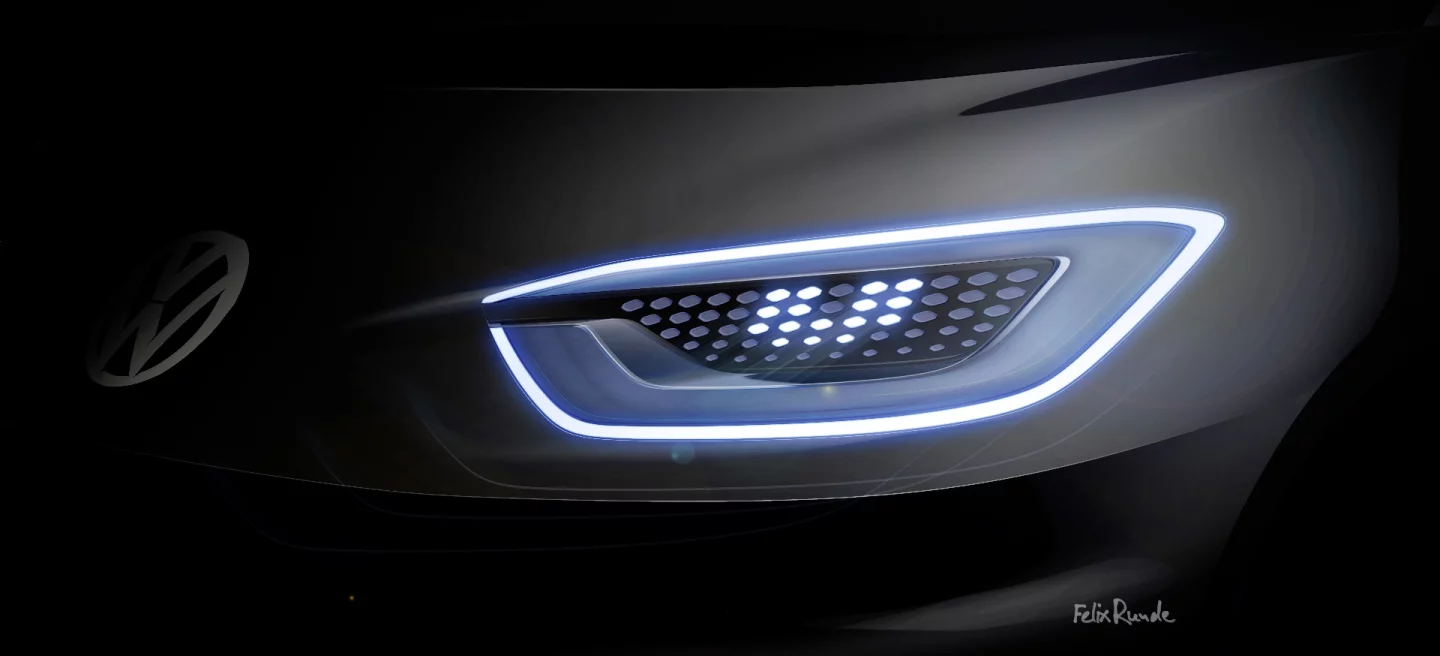 The LED eyes are one of the distinctive features of the VW ID design