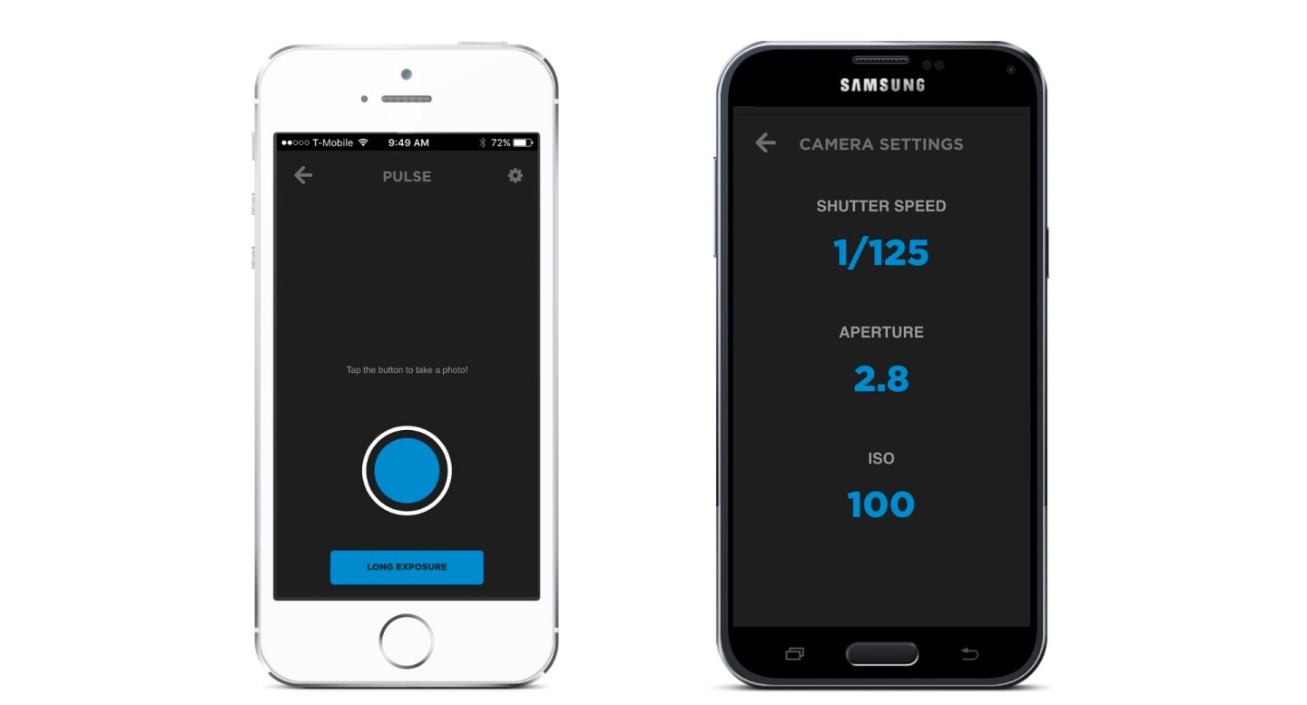 The app for the Pulse remote trigger has a clean and simple interface