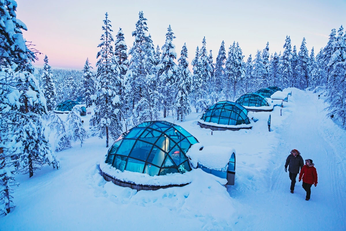 Located north of the Arctic circle in Finnish Lapland this hotel offers a variety of amazing accommodations, including see-through glass igloos letting you watch the northern lights from bed or classic snow igloos for the brave